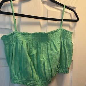 Roxy Green Smocked Top
